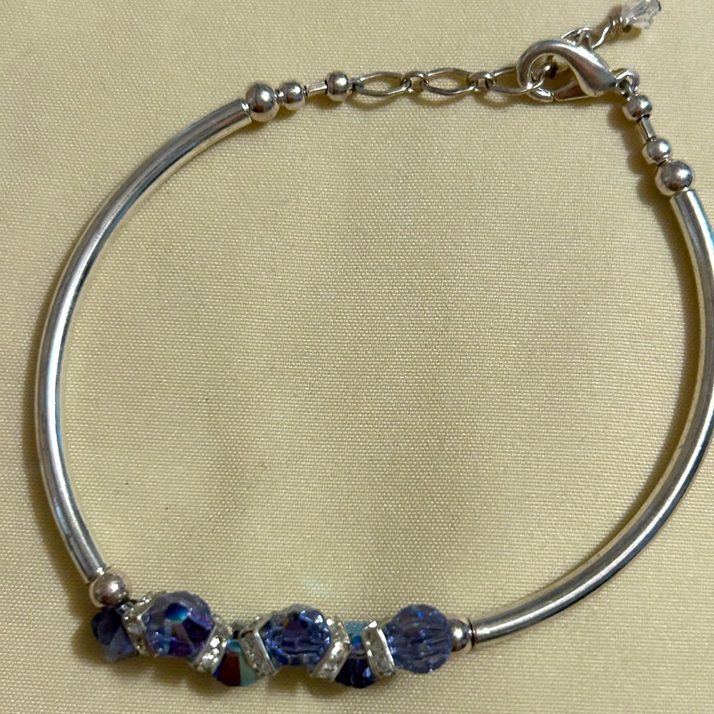 Silver and purple bracelet